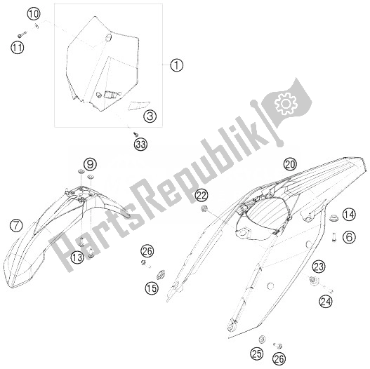 All parts for the Mask, Fenders of the KTM 400 XC W USA 2010