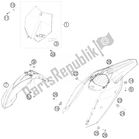 Tutte le parti per il Maschera, Parafanghi del KTM 450 XC W Champion Edit USA 2010