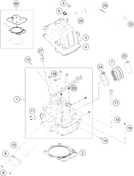 All parts for the Cylinder Head of the KTM 450 SX F USA 2016