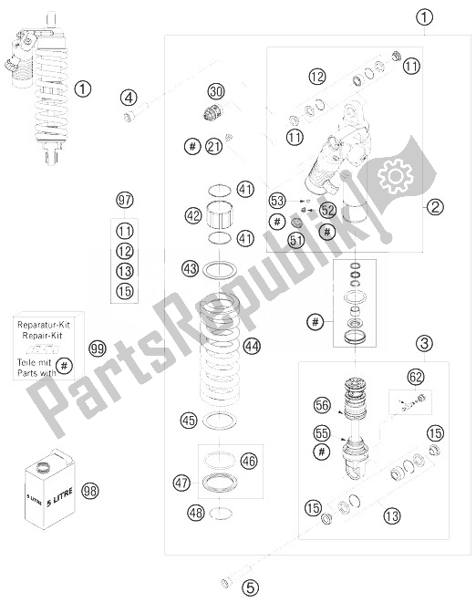 Tutte le parti per il Monoammortizzatore del KTM 990 Adventure LIM Edit Australia United Kingdom 2010
