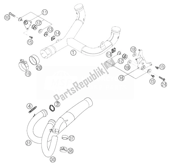 All parts for the Manifold, Distributor Tube 640 of the KTM 640 Duke II Black United Kingdom 2003