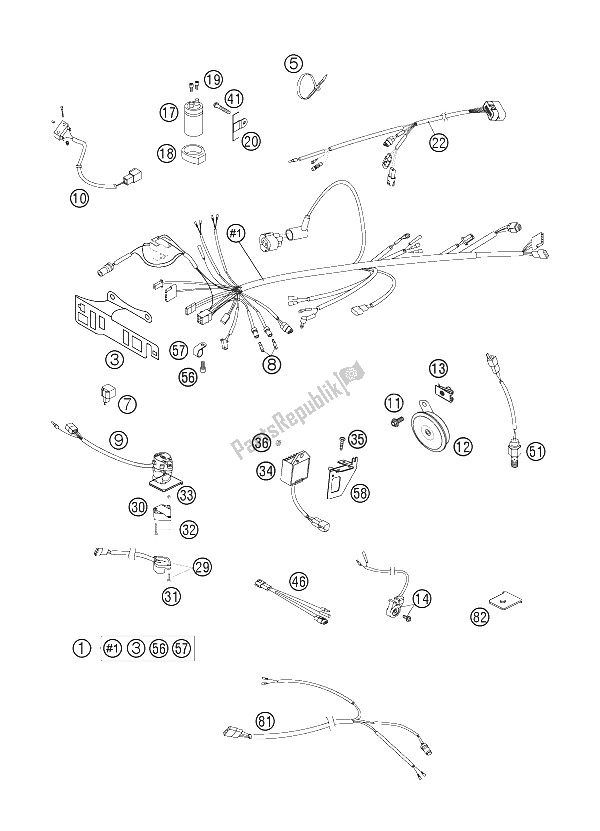 All parts for the Wiring Harness of the KTM 660 SMC Europe 2006