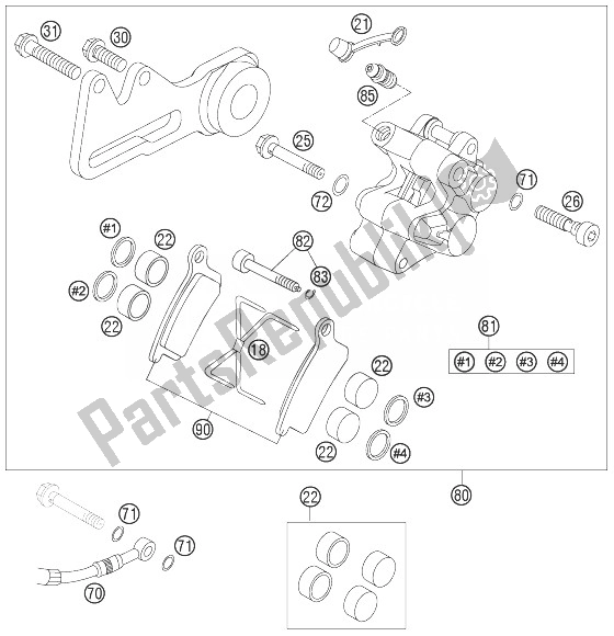 Todas las partes para Pinza De Freno Trasera de KTM 85 SX 17 14 Europe 2007