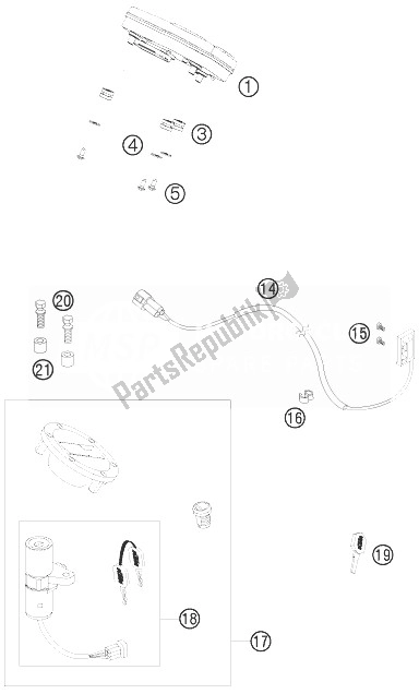 Tutte le parti per il Strumenti, Sistema Di Blocco del KTM 990 Super Duke R Australia United Kingdom 2010