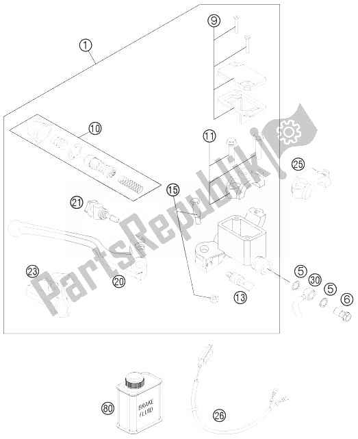 All parts for the Hand Brake Cylinder of the KTM 690 Enduro R USA 2013