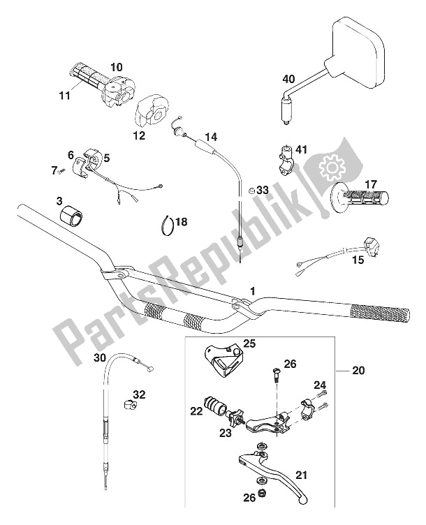 Tutte le parti per il Manubrio - Comandi 250-360 '97 del KTM 250 EGS M ö 12 KW Europe 732670 1997