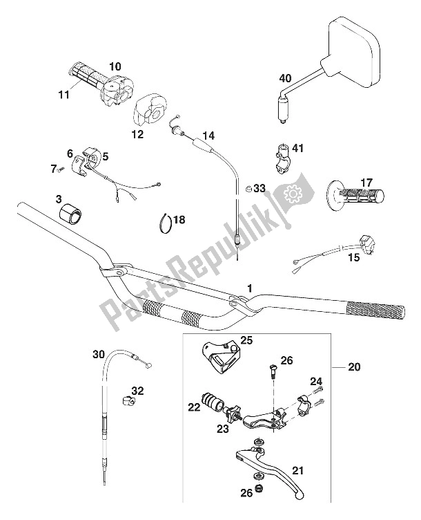 Tutte le parti per il Manubrio - Comandi 250-360 '97 del KTM 250 EXC M O Europe 1997