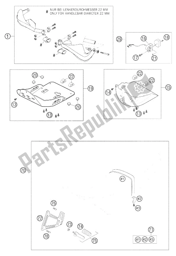 All parts for the Attachment Parts of the KTM 625 SMC Australia United Kingdom 2006