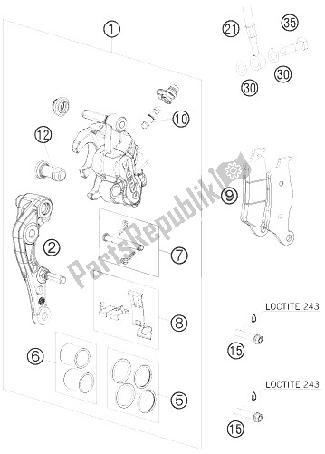 All parts for the Brake Caliper Front of the KTM 200 EXC Australia 2010