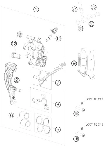 All parts for the Brake Caliper Front of the KTM 250 EXC Australia 2013