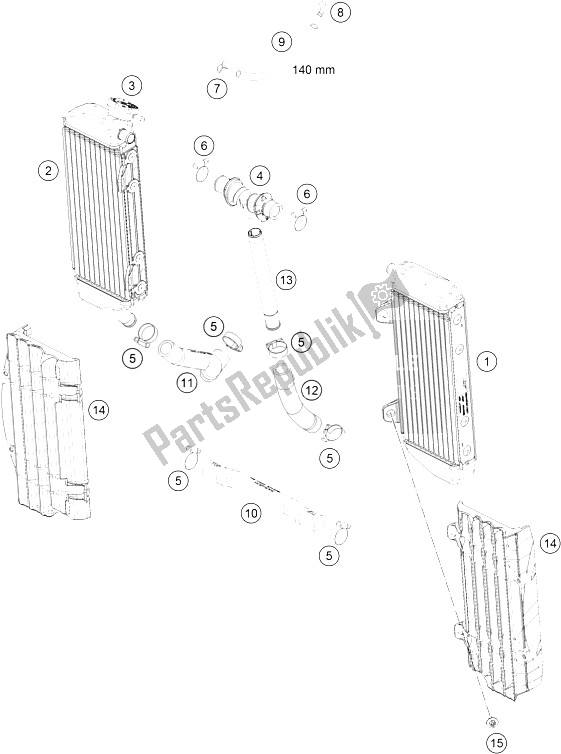 Tutte le parti per il Sistema Di Raffreddamento del KTM 150 SX USA 2016