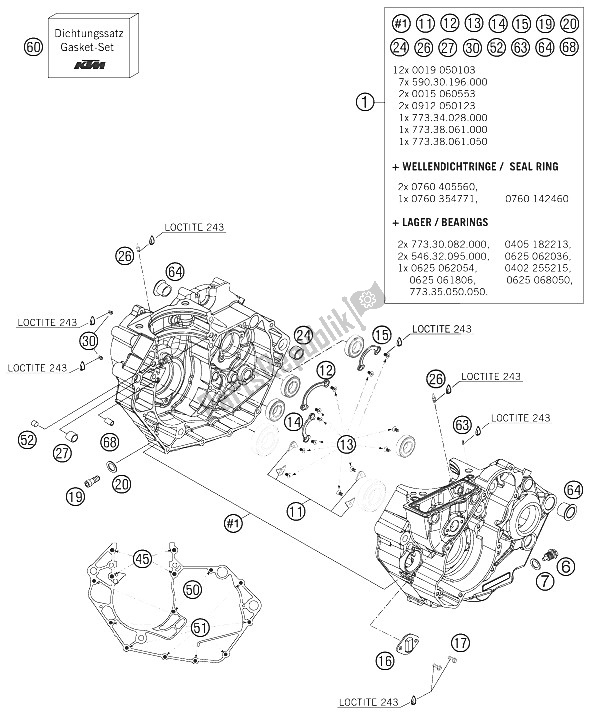 Tutte le parti per il Cassa Del Motore del KTM 450 SX F Preseries Europe 2006