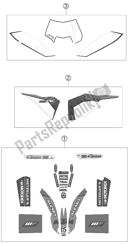 All parts for the Decal of the KTM 125 EXC Factory Edit Europe 2011