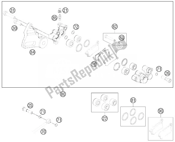 All parts for the Brake Caliper Rear of the KTM 65 SXS USA 2014