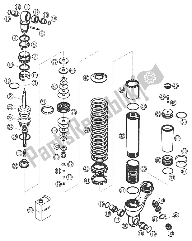 All parts for the Shock Absorber Disass. 65 Sx of the KTM 65 SX Europe 2002