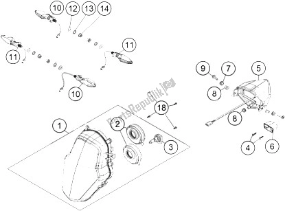 Tutte le parti per il Sistema Di Illuminazione del KTM 1190 Adventure ABS Orange France 2015