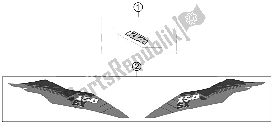 All parts for the Decal of the KTM 150 SX Europe 2012