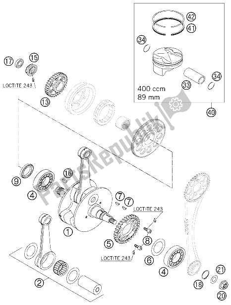 Tutte le parti per il Albero Motore, Pistone del KTM 400 EXC G Racing USA 2006