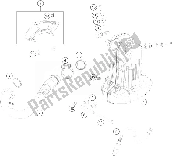 Toutes les pièces pour le Système D'échappement du KTM 390 Duke Black ABS BAJ DIR 14 Europe 2014