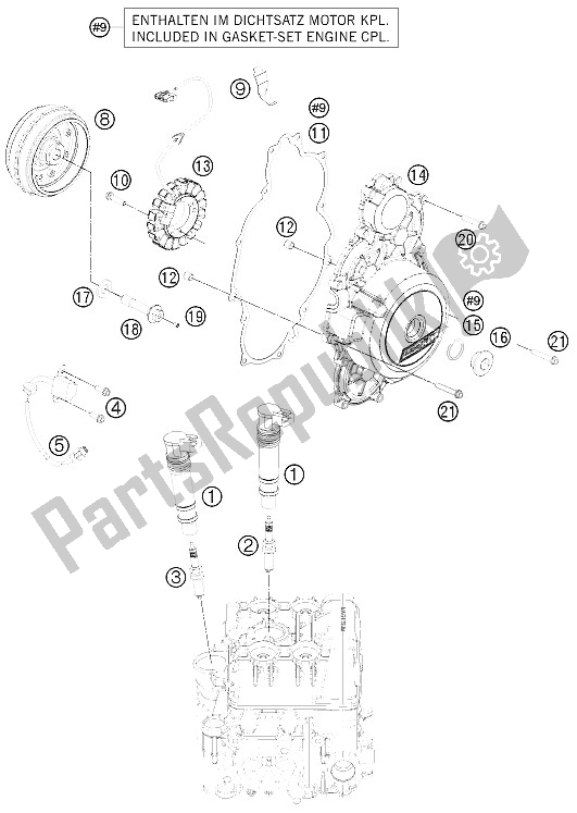 All parts for the Ignition System of the KTM 1190 RC8 R Black Europe 2012