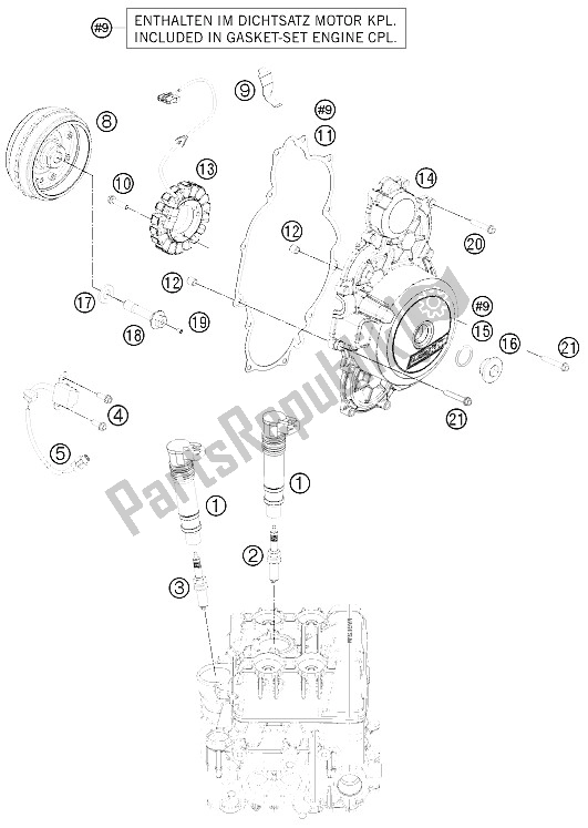 All parts for the Ignition System of the KTM 1190 RC8 R White USA 2012