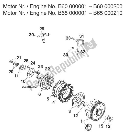 Alle onderdelen voor de Clutch 60/65 Ccm I '99 van de KTM 65 SX Europe 1999