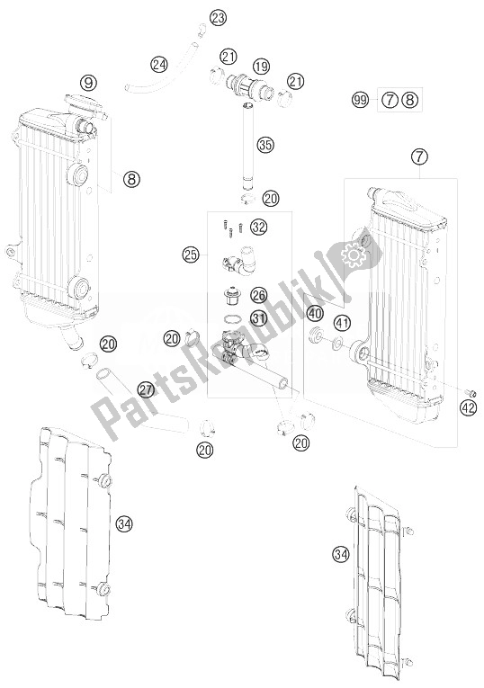 All parts for the Cooling System of the KTM 200 XC W USA 2010