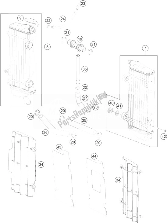 All parts for the Cooling System of the KTM 150 XC USA 2014