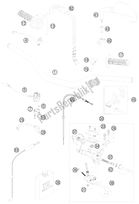 All parts for the Handlebar, Controls of the KTM 530 EXC R Europe 1 2008