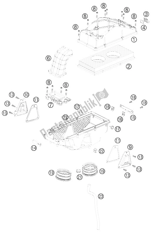 Todas las partes para Caja De Filtro De Aire de KTM 990 Super Duke R France 2011
