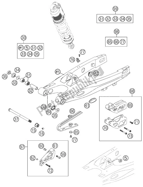 Alle onderdelen voor de Zwenkarm van de KTM 85 SX 17 14 Europe 2014
