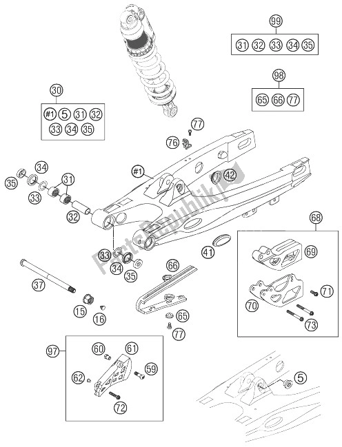 Toutes les pièces pour le Bras Oscillant du KTM 85 SXS 17 14 USA 2014