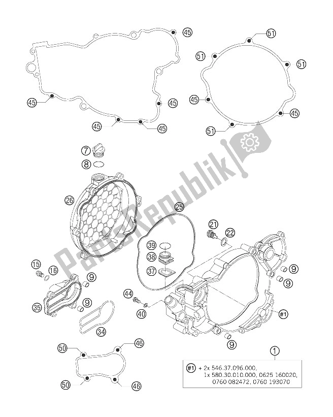 All parts for the Clutch Cover 250/300 of the KTM 250 EXC Australia 2005