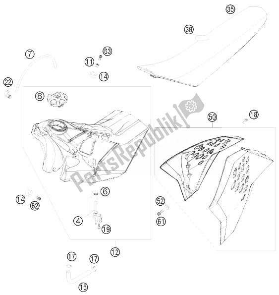 Tutte le parti per il Serbatoio, Sedile, Coperchio del KTM 450 SMR Europe 2010