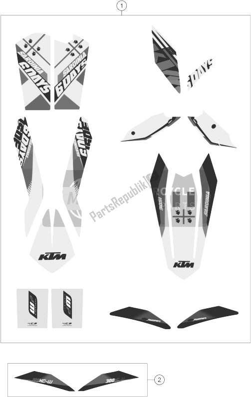 All parts for the Decal of the KTM 300 XC W SIX Days USA 2014