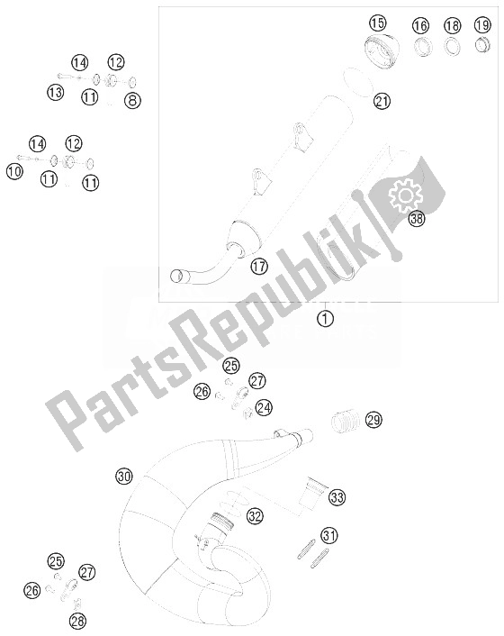 All parts for the Exhaust System of the KTM 300 EXC Europe 7403J6 2010