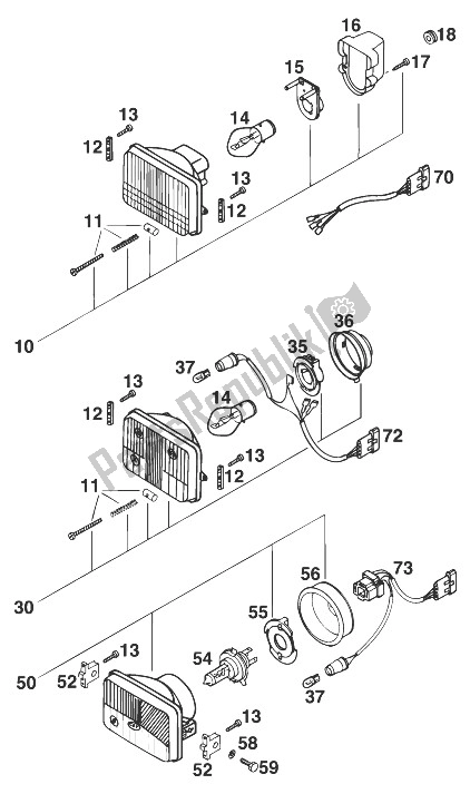 All parts for the Head Light 2/4 Takt '99 of the KTM 380 EXC Europe 1999