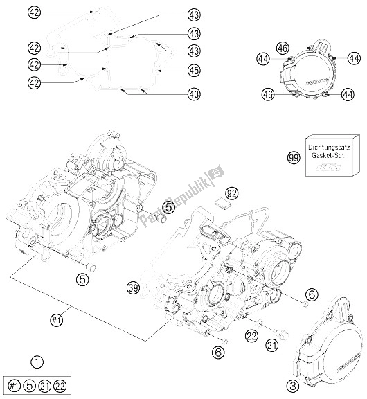 Alle onderdelen voor de Motorhuis van de KTM 125 EXC Europe 2015