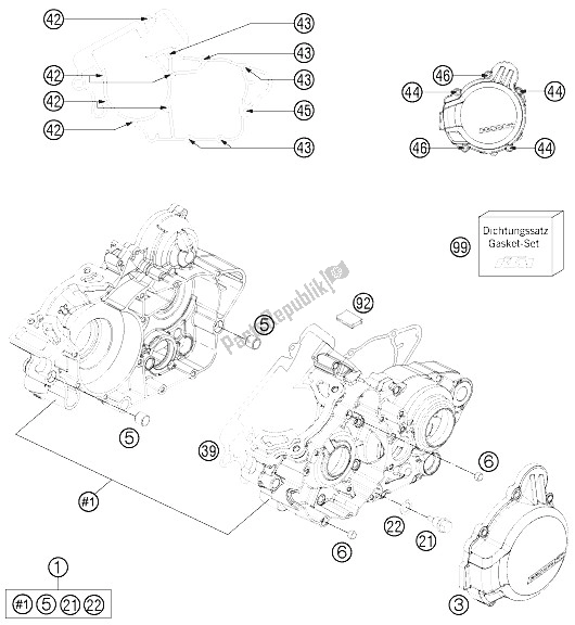 All parts for the Engine Case of the KTM 125 SX Europe 2015