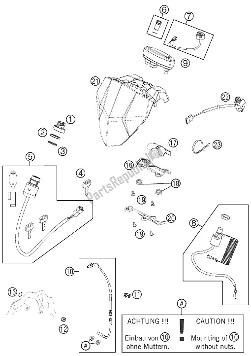 All parts for the Instruments/lock System of the KTM 525 XC ATV Europe 2011