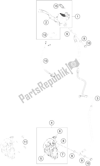 Toutes les pièces pour le Système De Freinage Avant du KTM 200 Duke OR W O ABS B D 15 Asia 2015