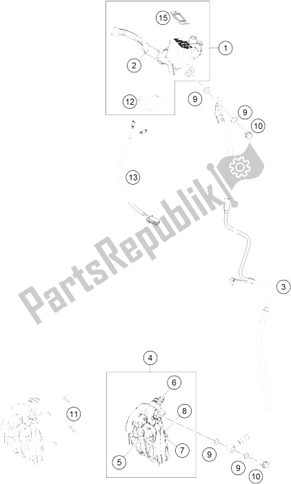 All parts for the Brake System Front of the KTM 200 Duke WH W O ABS CKD 15 Brazil 2015