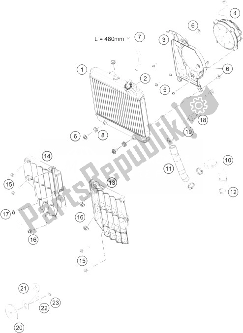 All parts for the Cooling System of the KTM Freeride 250 R Europe 2014