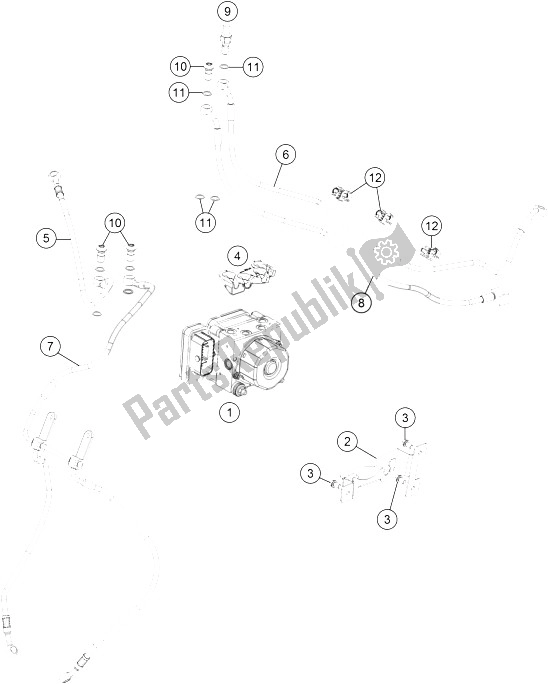 All parts for the Antilock Braking System Abs of the KTM 1290 Super Duke GT Grey ABS 16 Australia 2016