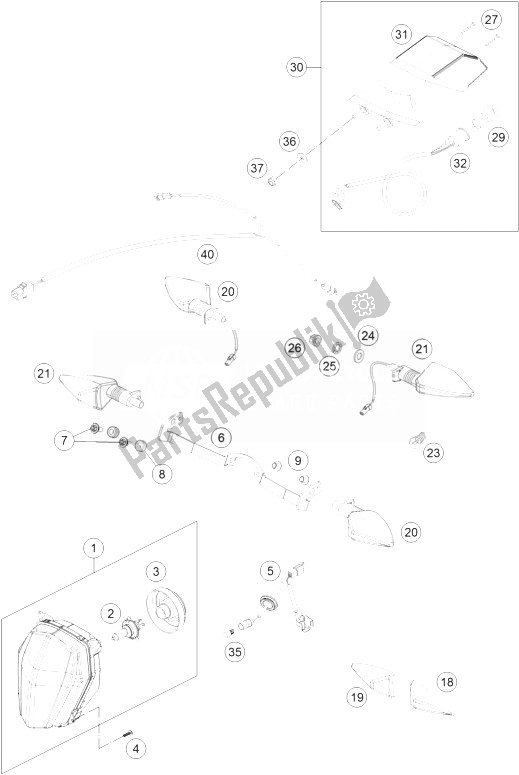 All parts for the Lighting System of the KTM 690 Enduro R ABS USA 2014