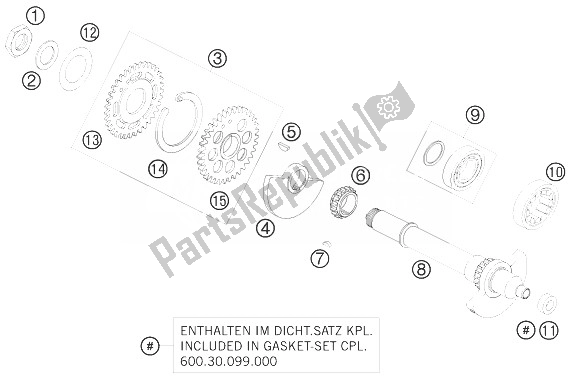 All parts for the Balancer Shaft of the KTM 990 Adventure White ABS 10 USA 2010