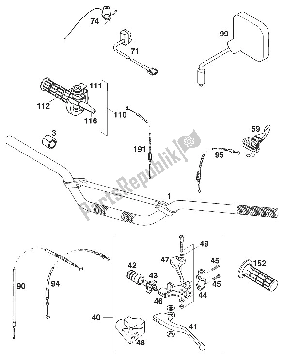 Tutte le parti per il Manubrio - Controlla Sx, Sc '96 del KTM 400 Super Comp WP Europe 1996