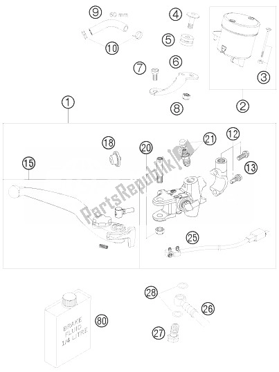 All parts for the Hand Brake Cylinder of the KTM 990 Supermoto R Europe 2010