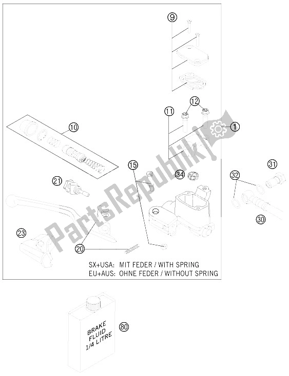 All parts for the Hand Brake Cylinder of the KTM 450 SX F Europe 2012