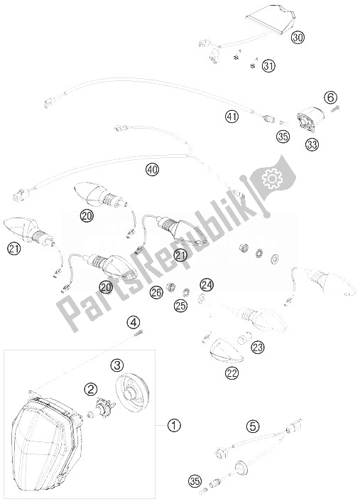 All parts for the Lighting System of the KTM 690 SMC R Australia 2013